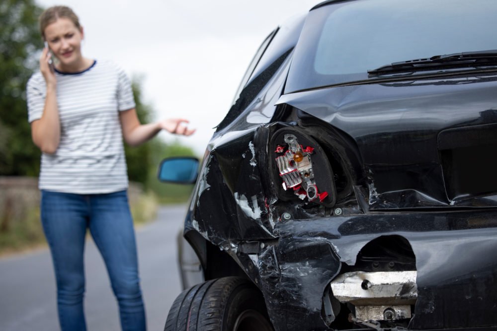 woman calling a car accident attorney after an accident in Indianapolis