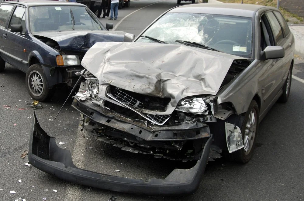 The aftermath of a car accident in Fort Wayne, IN.